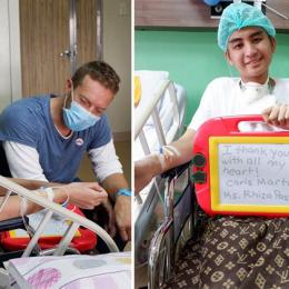 Chris Martin visita fã com câncer e emociona hospital nas Filipinas