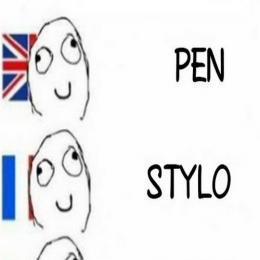 A palavra 'caneta' em diferentes linguagens