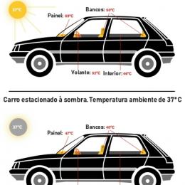 Carros ao sol atingem temperaturas mortais em 1 hora