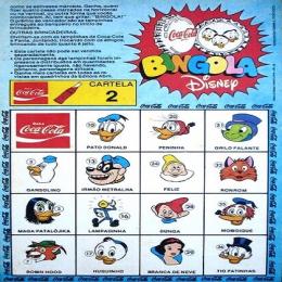 Bingola Disney - Jogo de bingo, onde as tampinhas traziam personagens de Walt Disney 