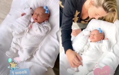 Filha recém-nascida de Roberto Justus encanta durante soneca