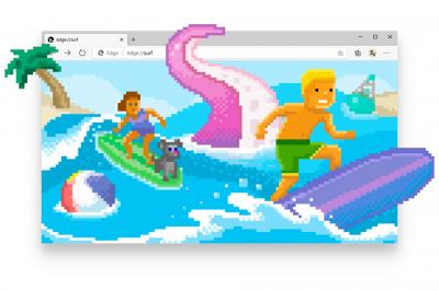 'Dinossauro do Chrome' vira joguinho de surfe no Microsoft Edge