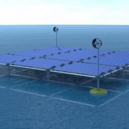 Plataforma oceânica, flutuante aproveita a energia eólica, solar e das ondas