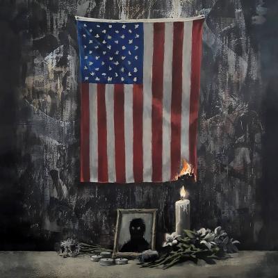 Banksy pinta bandeira dos Estados Unidos em chamas em tributo a George Floyd