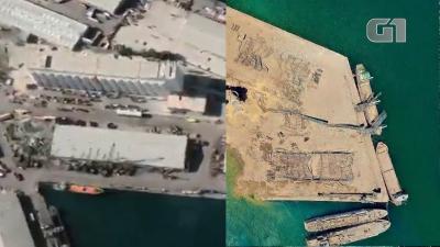 Veja a região portuária de Beirute antes e depois da explosão