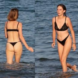 A atriz Maya Hawke é flagrada de lingerie curtindo um dia de praia