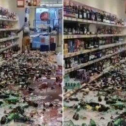 Mulher destrói 500 garrafas de bebida em supermercado