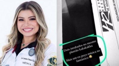 Médica brasileira faz piada após entubar dois pacientes: “kakaka mais um peço música”