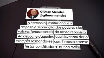 'Ditadura nunca mais', diz Gilmar Mendes após general comentar declaração de Edson Fachin