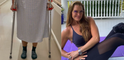 Brooke Shields posta vídeo em hospital após quebrar o fêmur