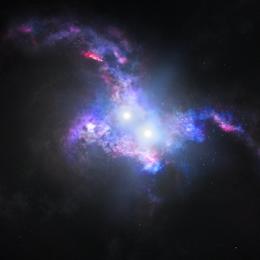 Hubble localiza pares de quasares em galáxias que estão se fundindo