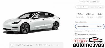 Tesla Model 3 “pé-de-boi” tem só 151 km de autonomia no Canadá