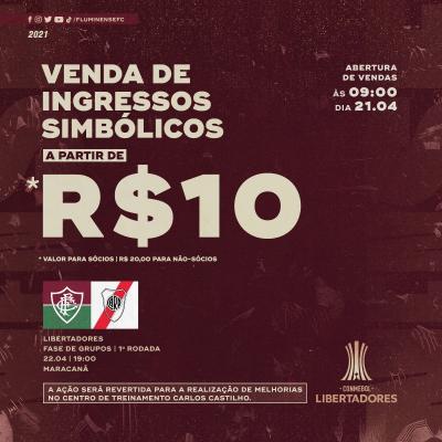 Fluminense abre venda de ingressos simbólicos para estreia na Libertadores contra River Plate