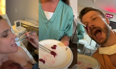 Fernanda Lima e Rodrigo Hilbert revelam imagens comendo placenta da filha, após parto; assista e confira reações da web