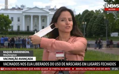 Vacinada, repórter da GloboNews tira máscara ao vivo, nos EUA