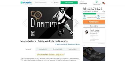 Em apenas quatro horas, torcedores do Vasco arrecadam mais de R$100 mil para estátua de Dinamite