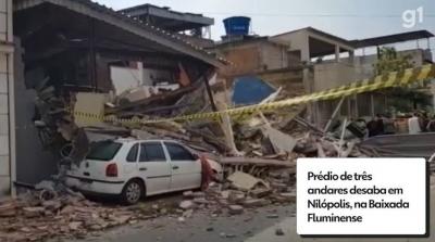 Jovem morre em desabamento de prédio em Nilópolis; três são resgatados com vida