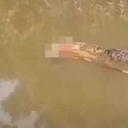 Crocodilo de 6 metros é visto carregando corpo de mulher desaparecida
